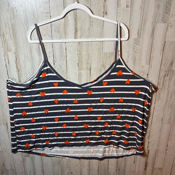 Sunday Sleep Tank From Old Navy Blue Stripe With Orange Hearts 4X - Picture 11 of 16